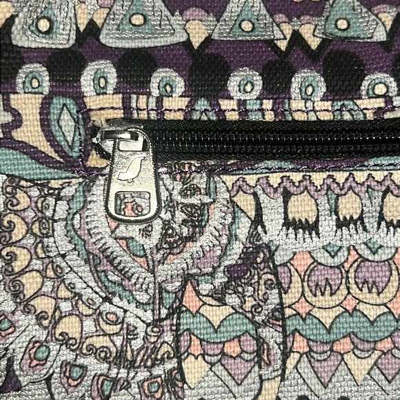 Sakroots Artist Circle Flap Crossbody bag purple canvas elephants - Picture 6 of 9